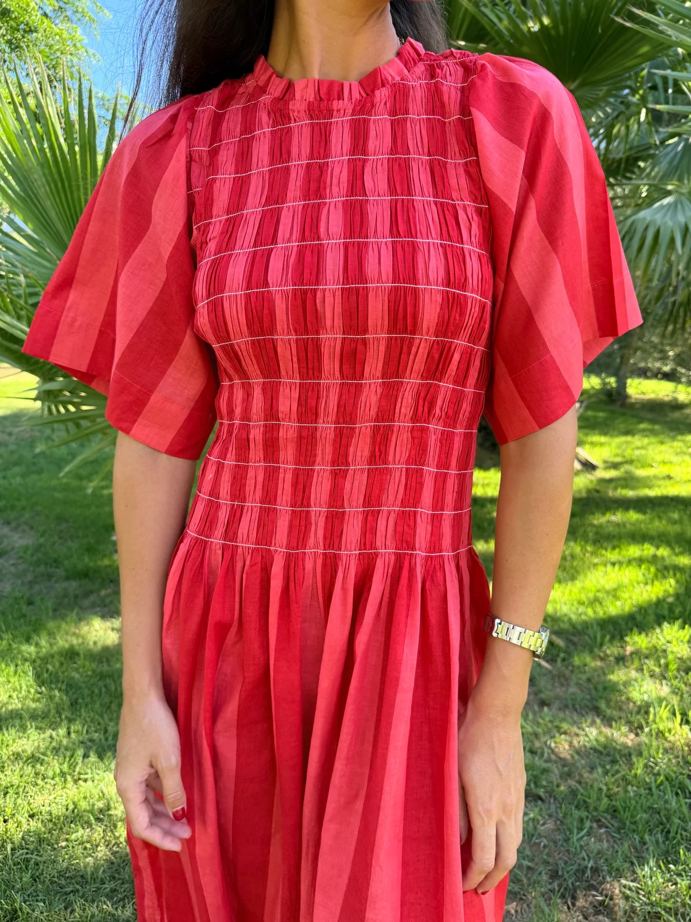 VESTIDO RAYAS ROJO