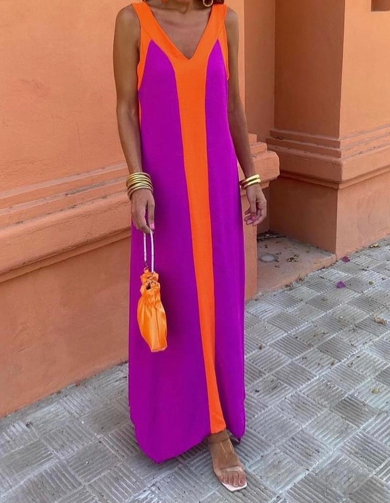 Vestido bicolor Naranja/Violeta