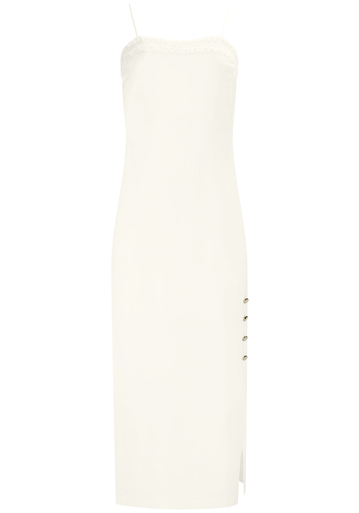 VESTIDO MIDI DE ALGODÓN CON ABERTURA Y BOTONES