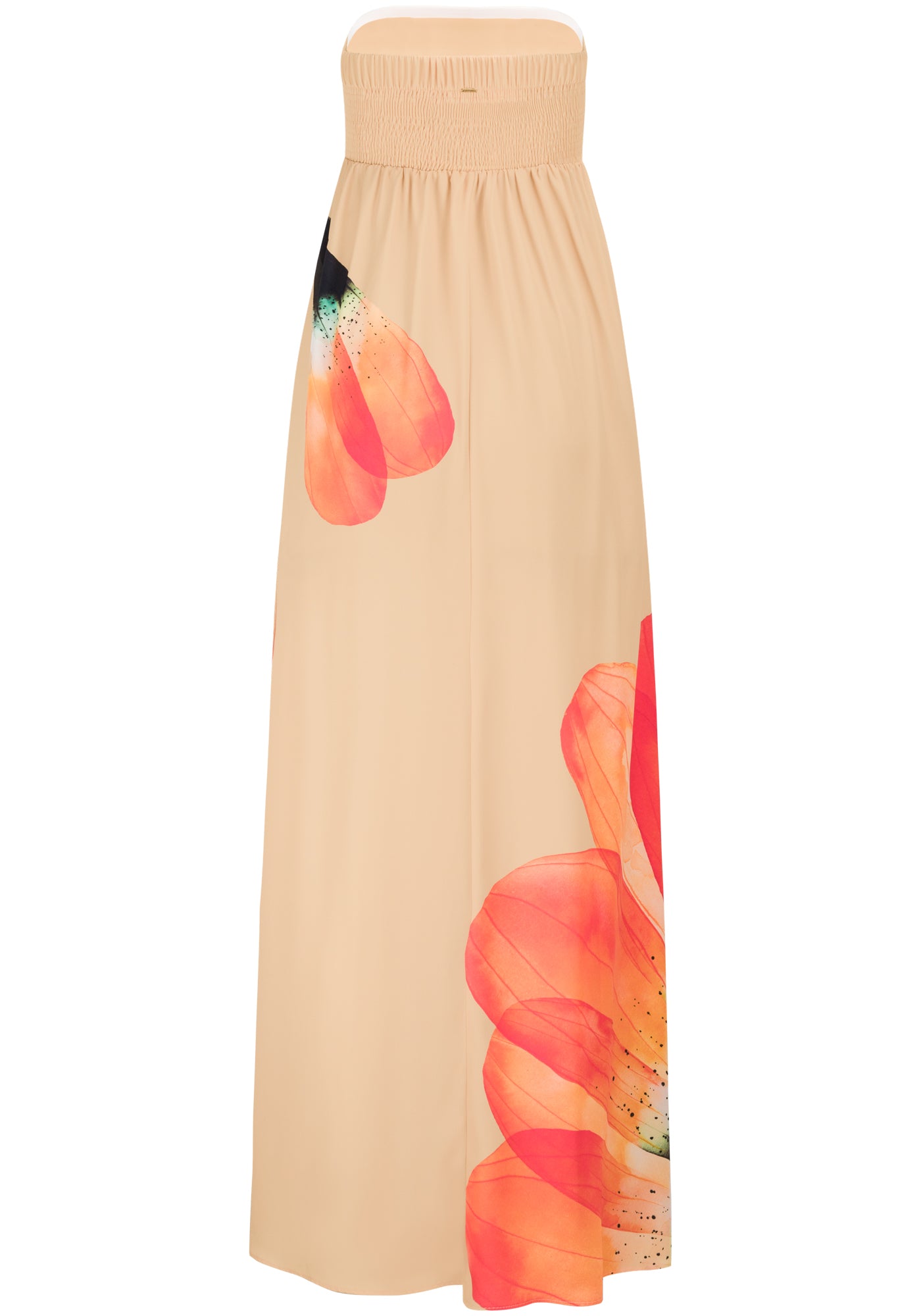 VESTIDO LARGO SIN TIRANTES ESTAMPADO DE FLORES
