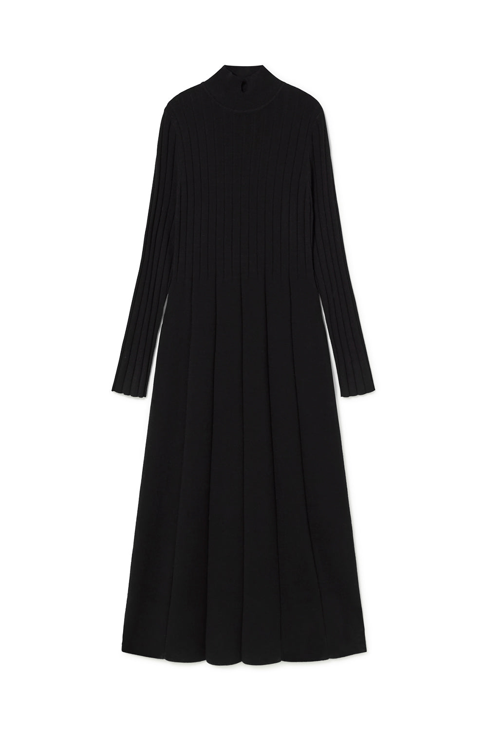 Vestido midi de punto y cuello alto