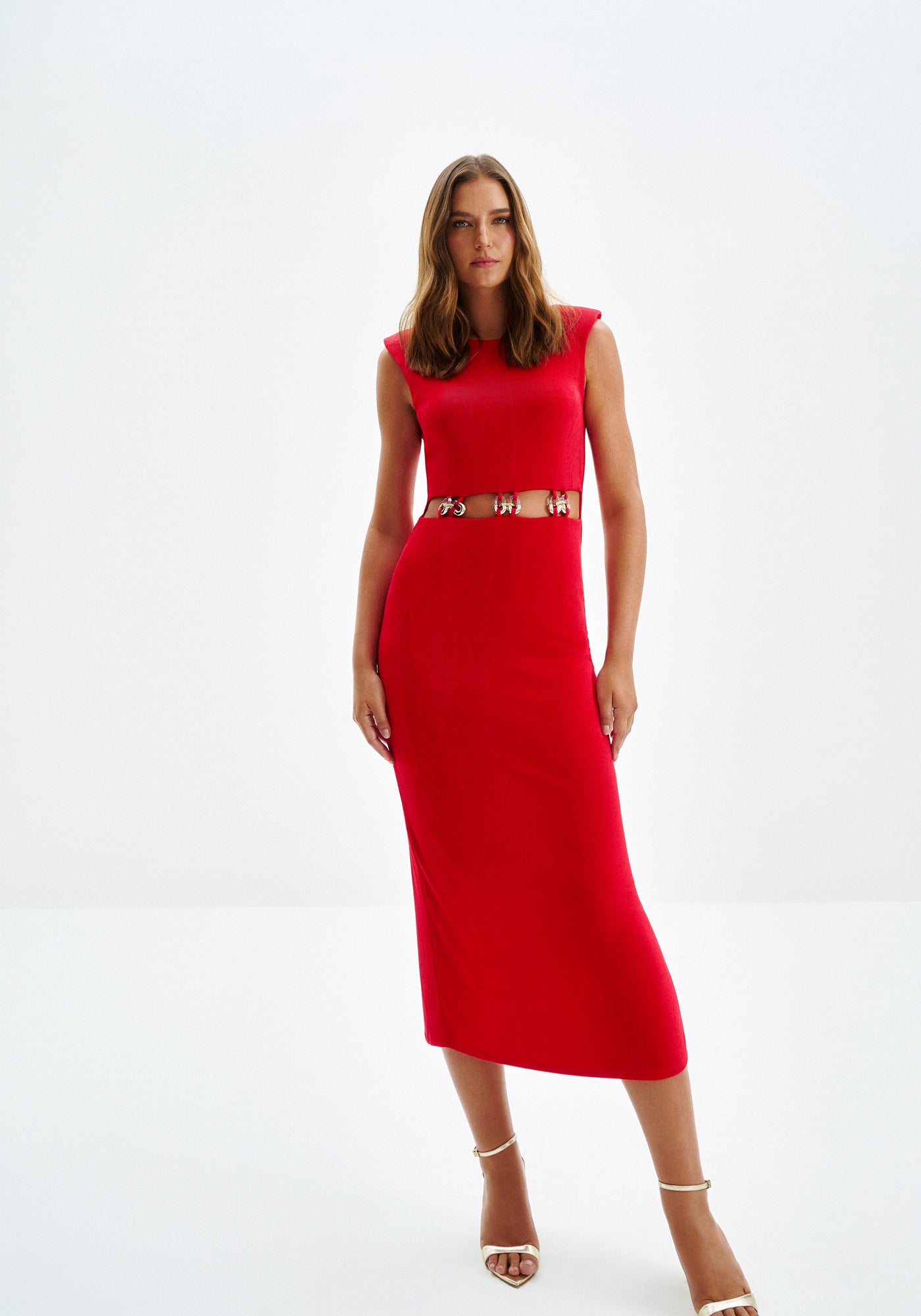 VESTIDO MIDI AJUSTADO DETALLE CINTURA