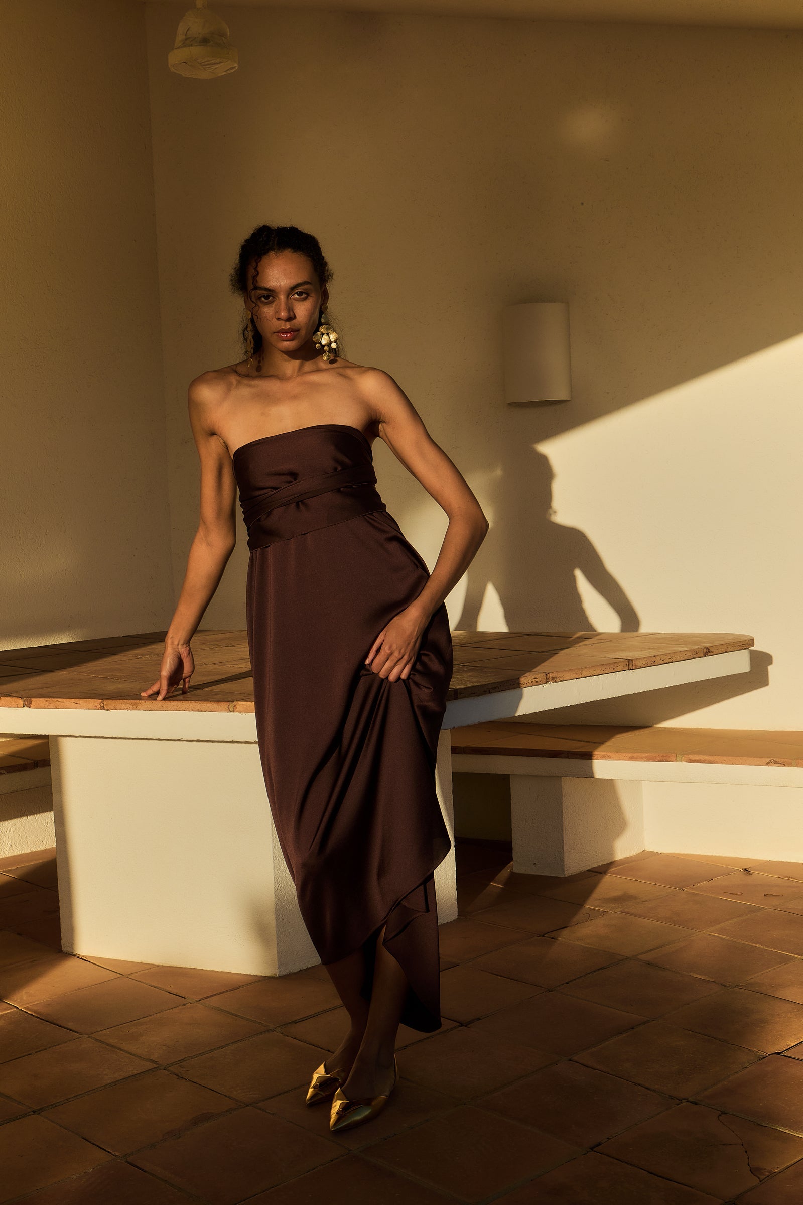 Vestido Conca Marrón