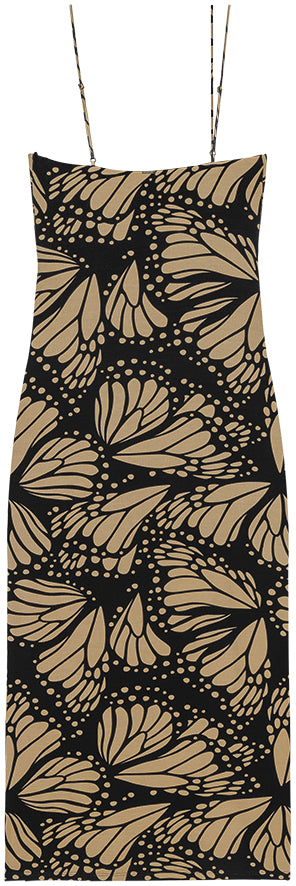 VESTIDO MIDI CON TIRANTES ASIMÉTRICOS