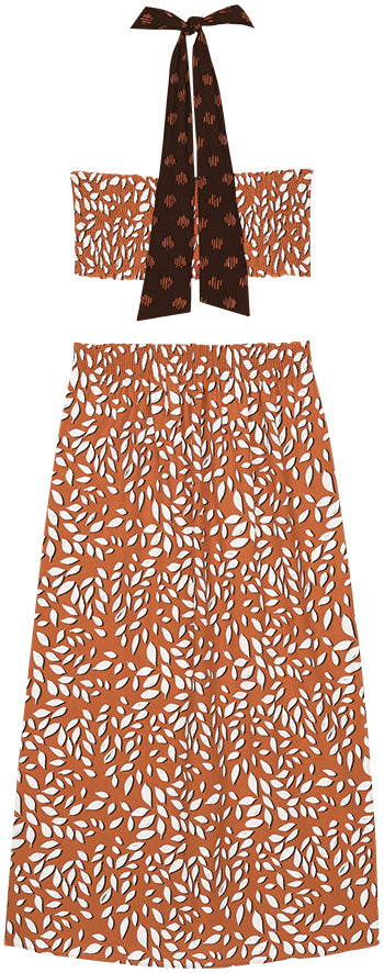 VESTIDO MIDI DE VISCOSA CON CUELLO HALTER Y ABERTURA