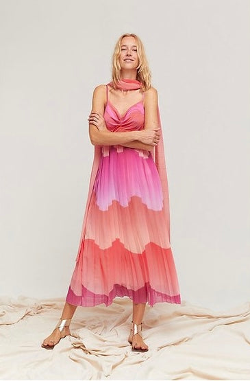 Vestido ALDO MARTINS tonos rosas