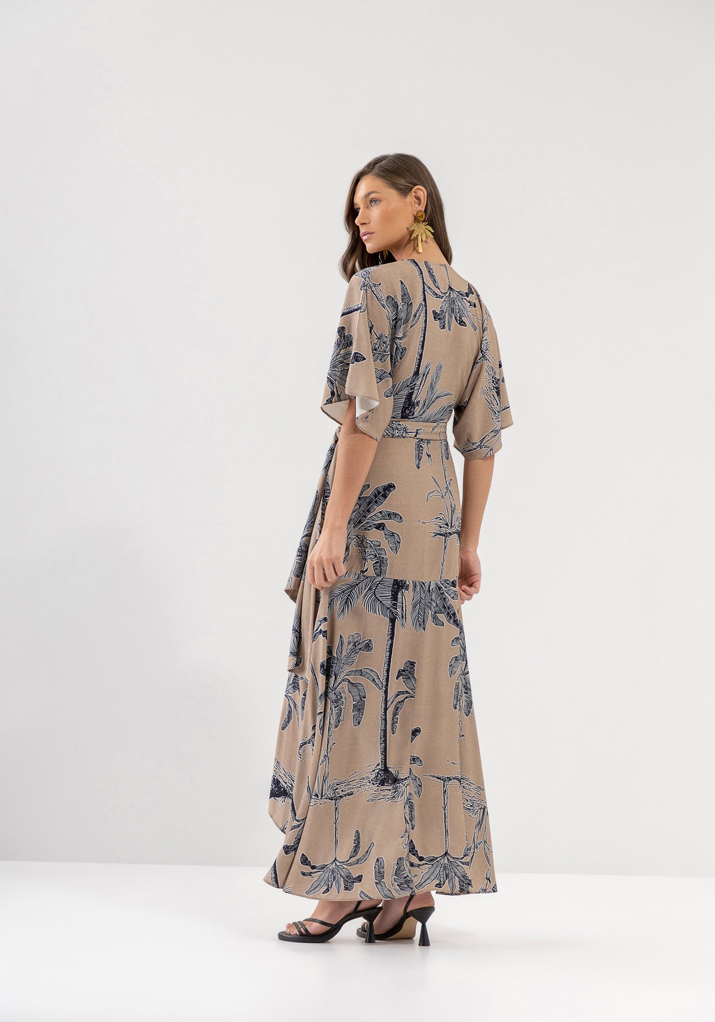 VESTIDO LARGO CRUZADO DE VISCOSA ESTAMPADO