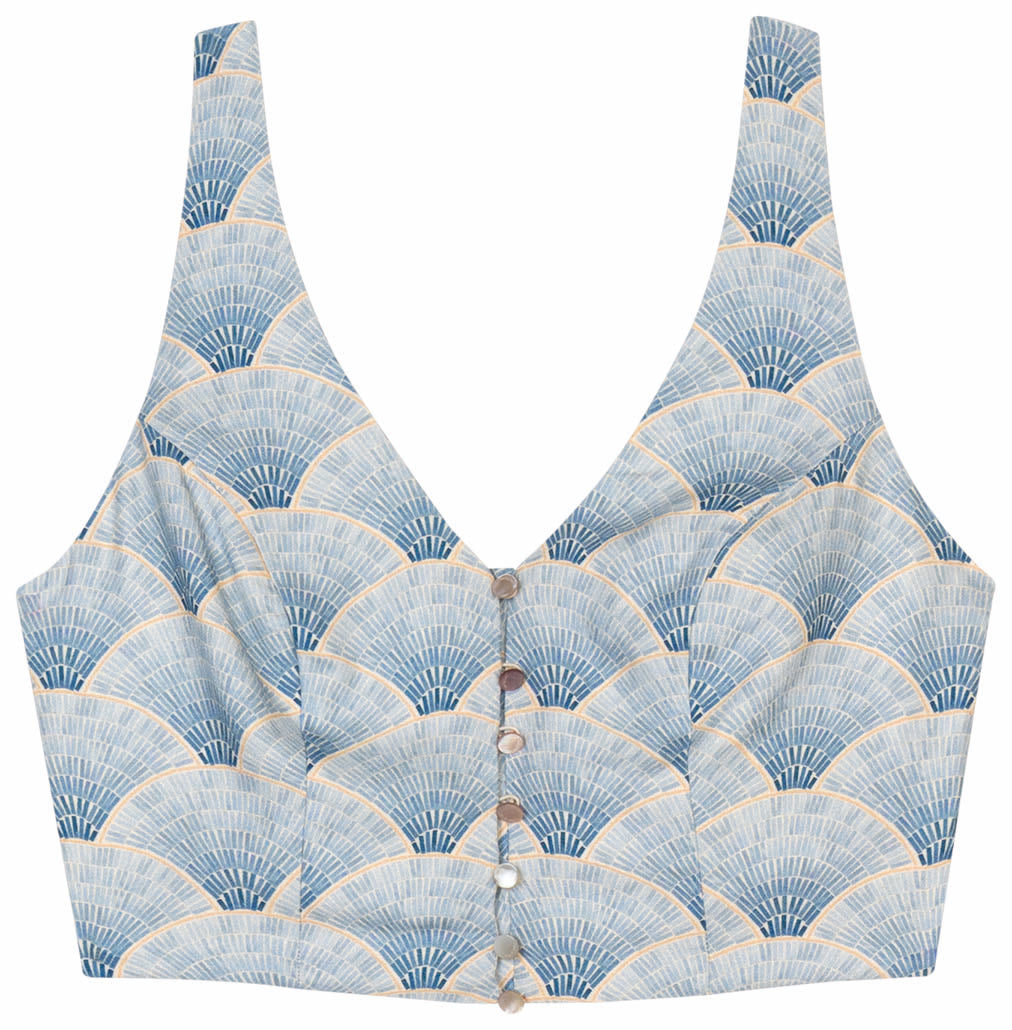 BLUSA CORTA ESTAMPADA CON BOTONES