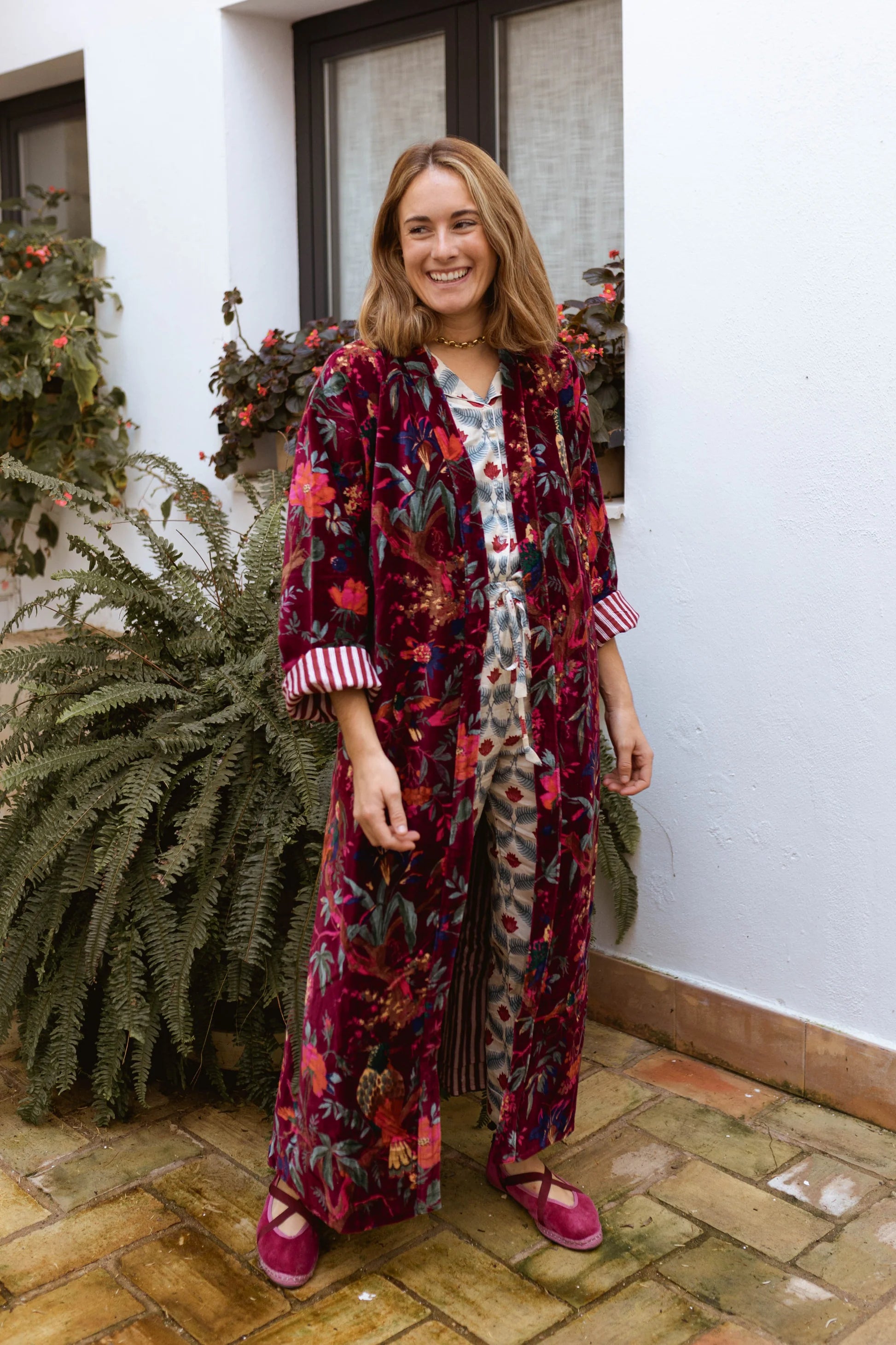 KIMONO TERCIOPELO BUGANVILLA