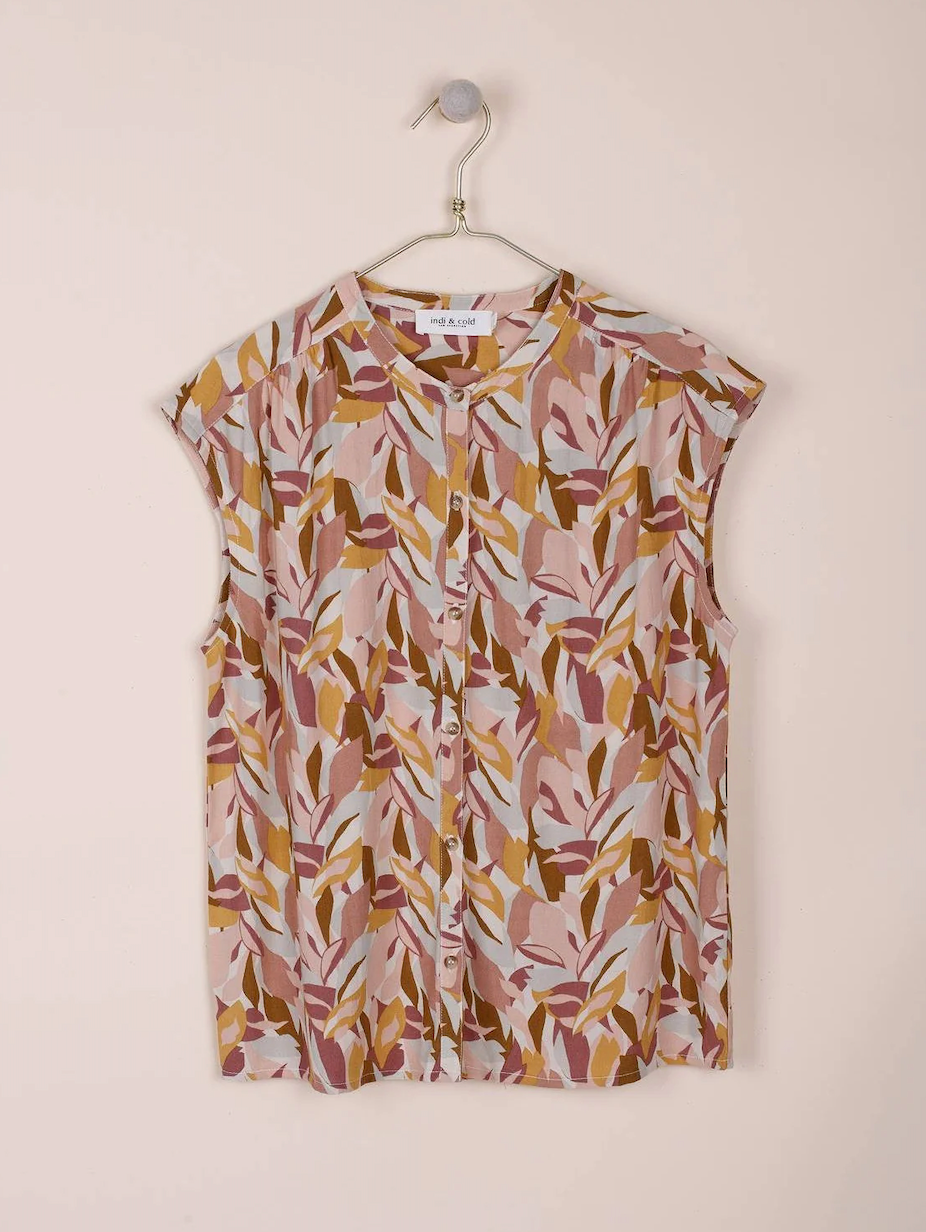 Camisa fluida estampada hojas