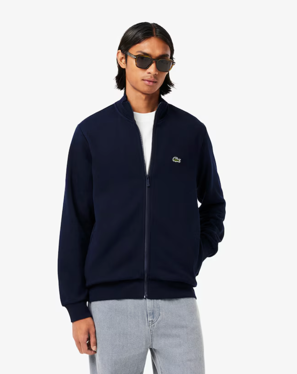 SUDADERA DE FELPA DE CUELLO ALTO Y CREMALLERA AZUL