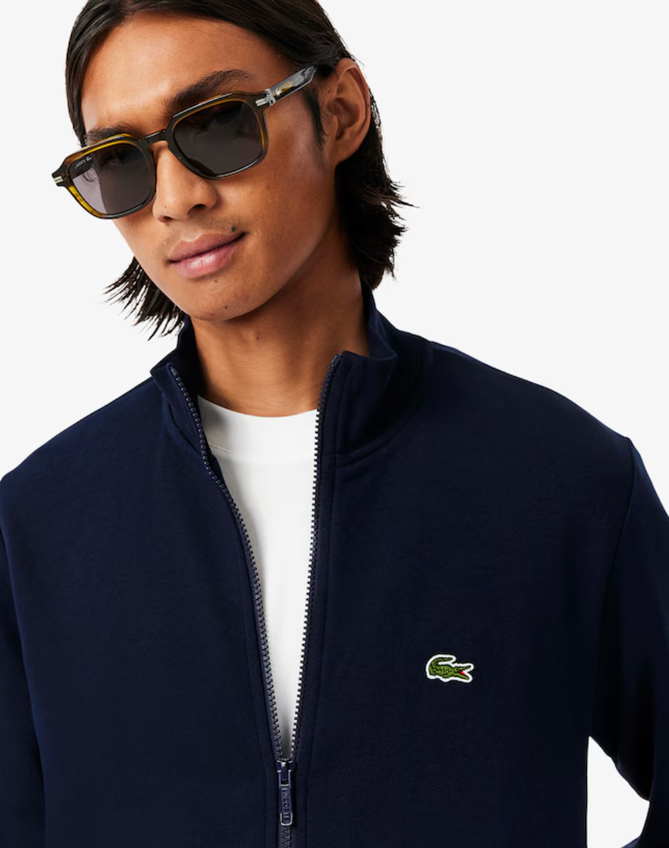 SUDADERA DE FELPA DE CUELLO ALTO Y CREMALLERA AZUL
