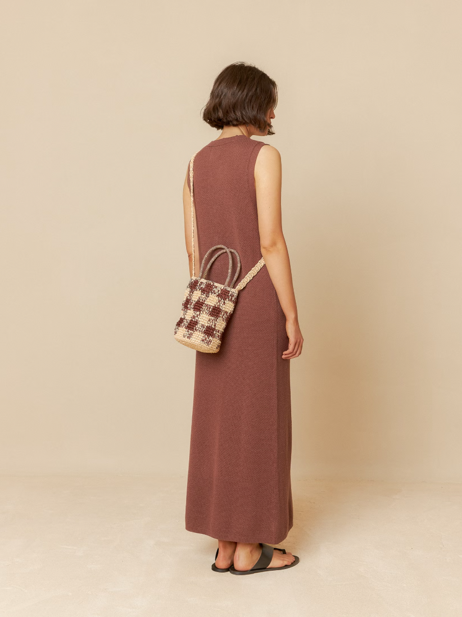BOLSO BOMBONERA RAFIA COLOR CHOCOLATE