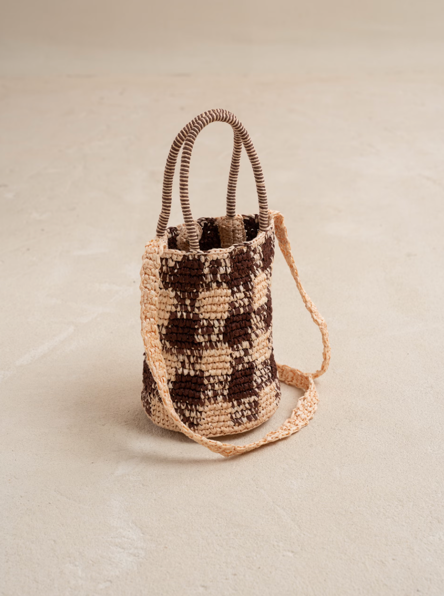BOLSO BOMBONERA RAFIA COLOR CHOCOLATE