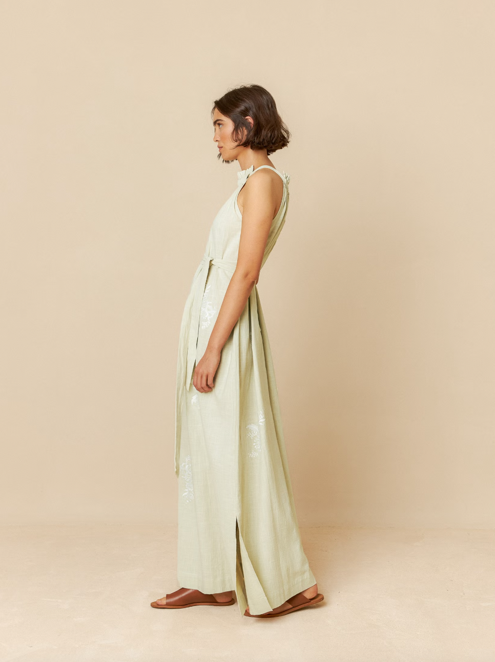 VESTIDO CUELLO HALTER COLOR AGUA