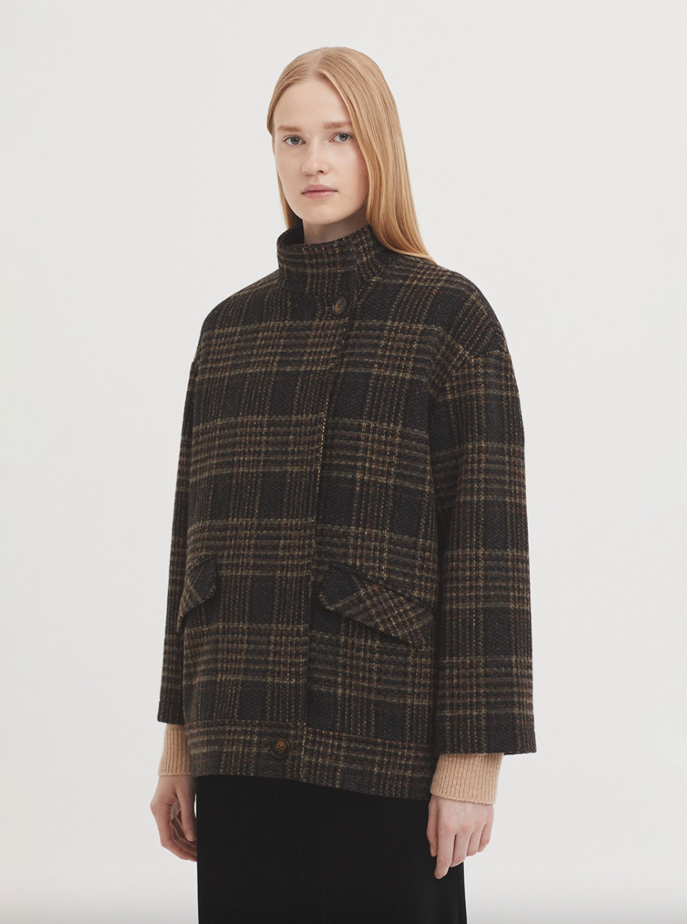 CHAQUETÓN DE CUADROS MEZCLA LANA