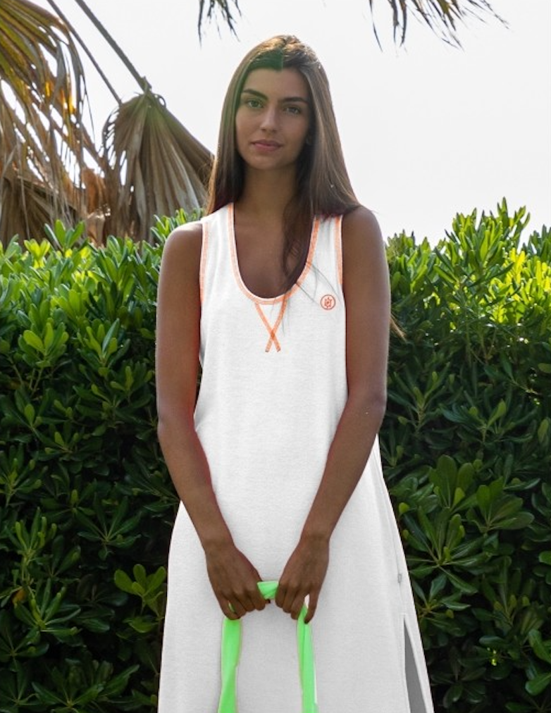 VESTIDO VERA BLANCO NARANJA