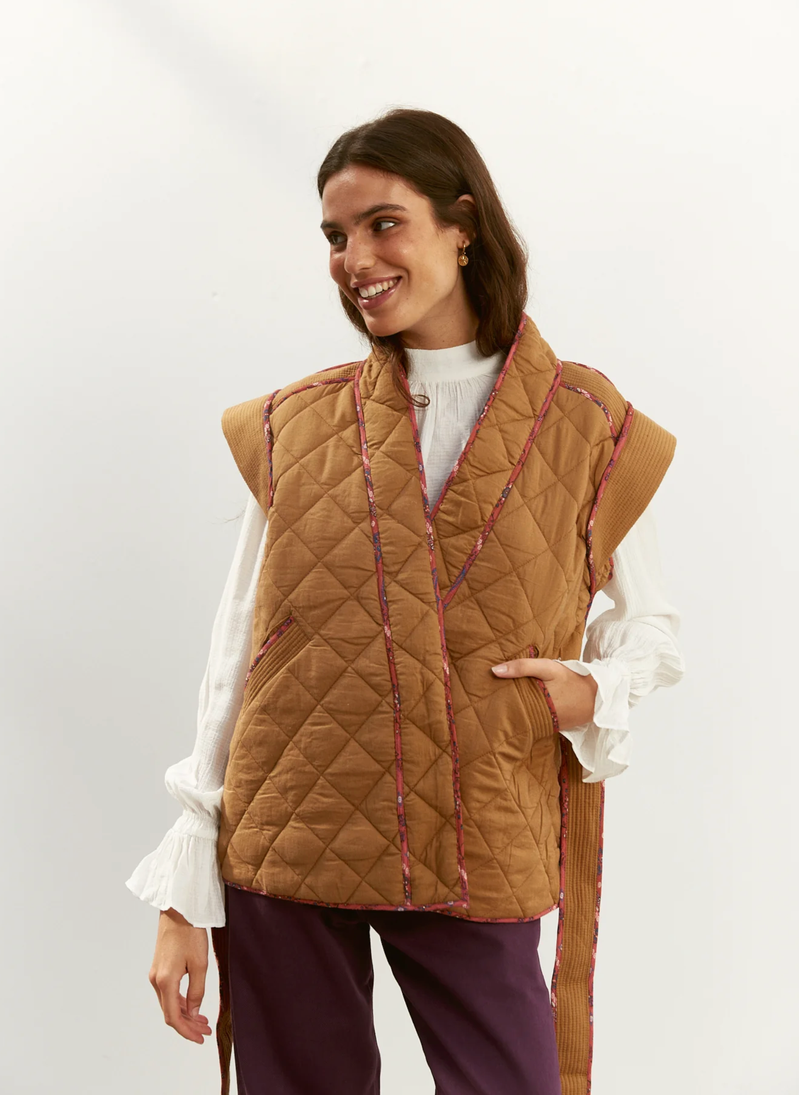 Navy Caramel Vest