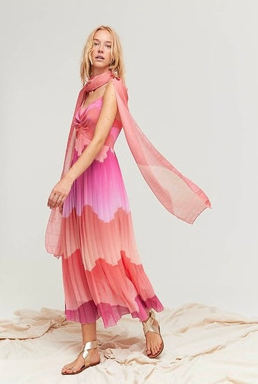 Vestido ALDO MARTINS tonos rosas