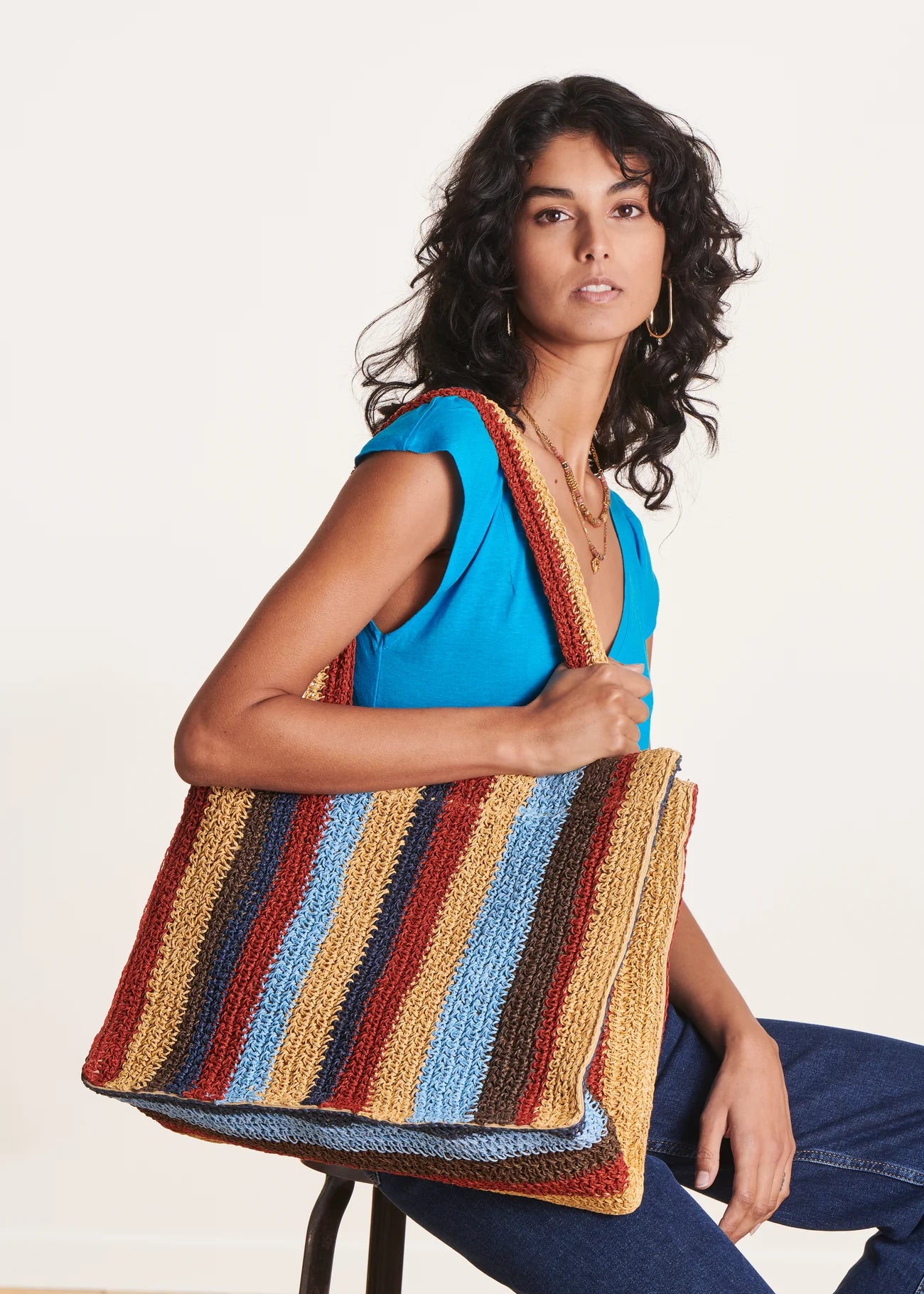 BOLSO DE RAFIA MULTICOLOR