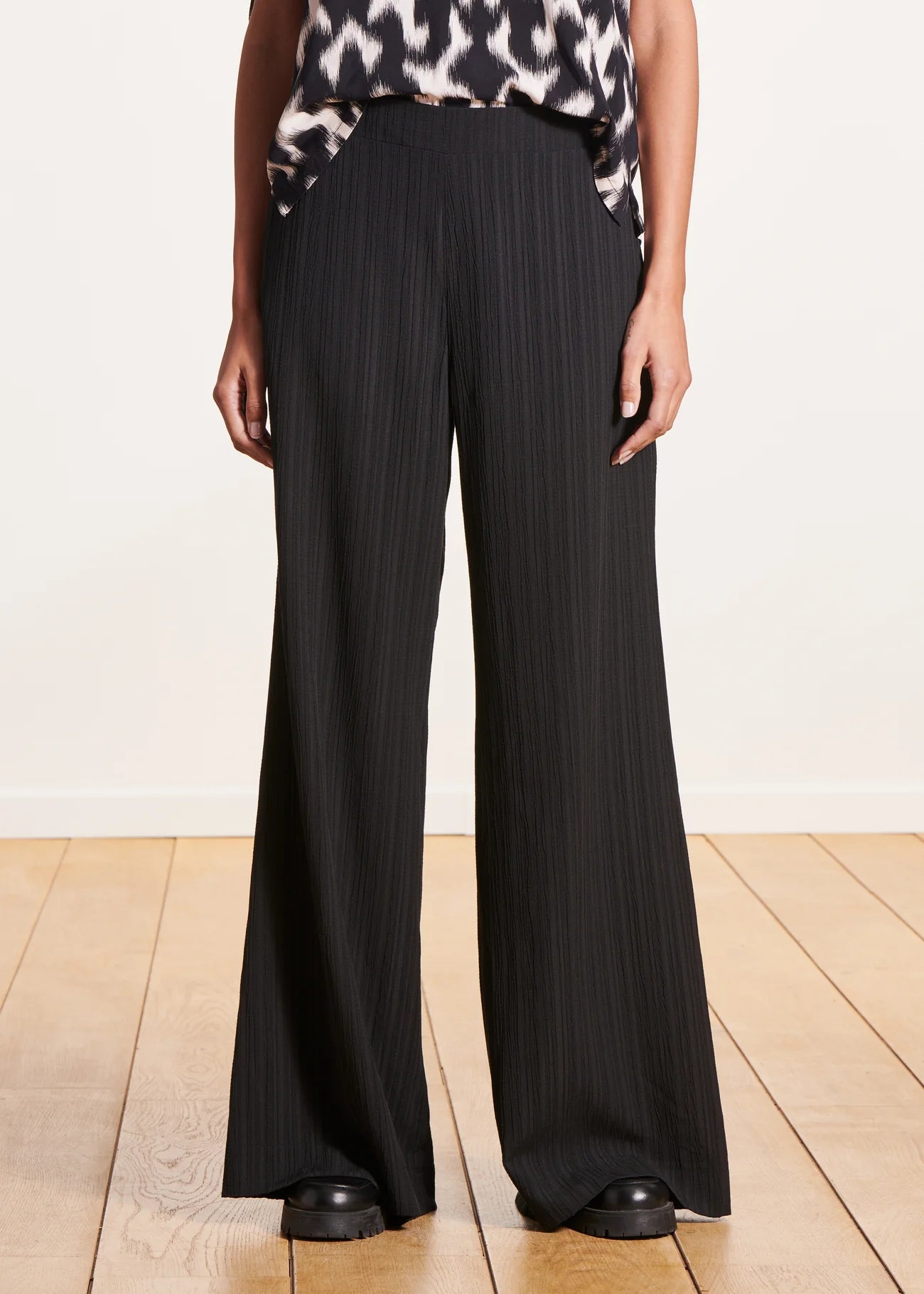 PANTALONES DE PATA ANCHA DE ALGODÓN NEGRO