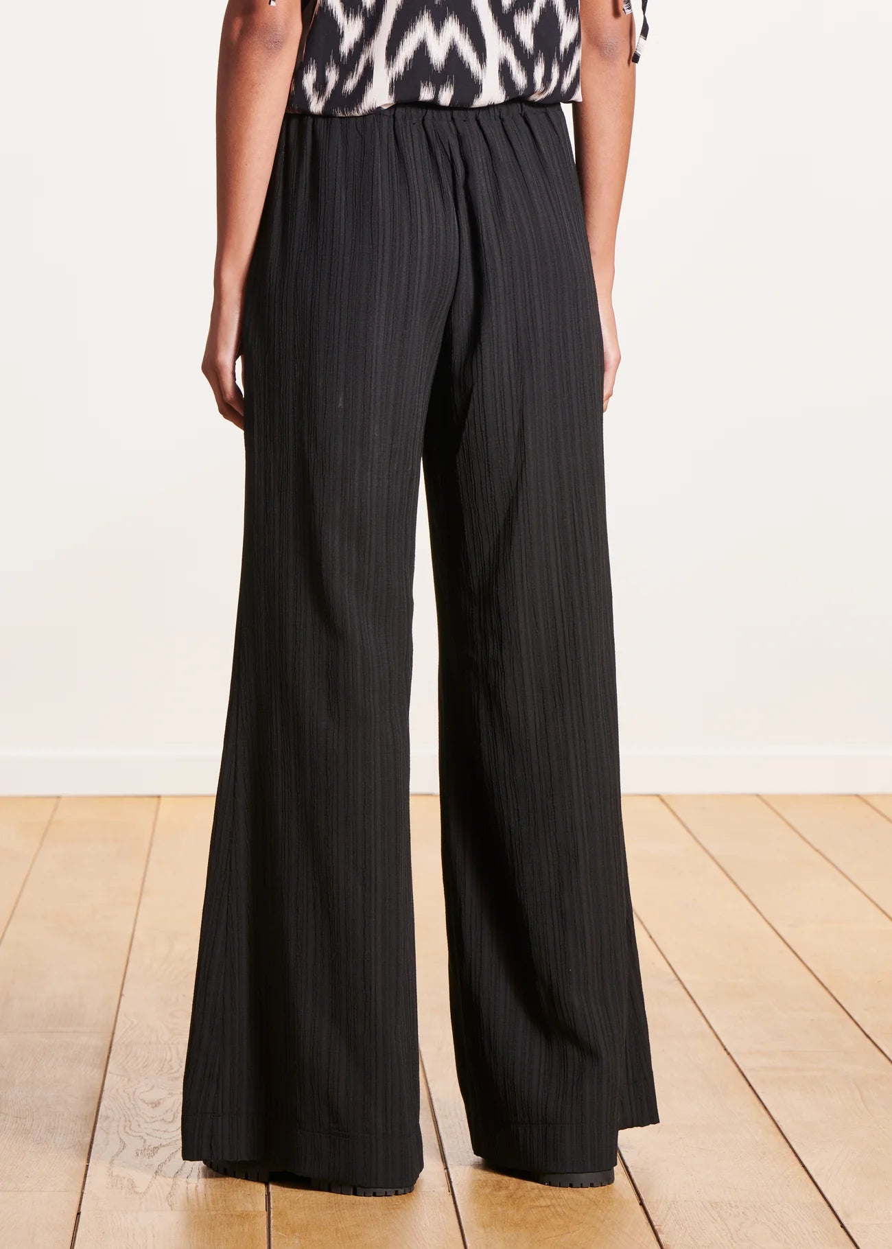 PANTALONES DE PATA ANCHA DE ALGODÓN NEGRO