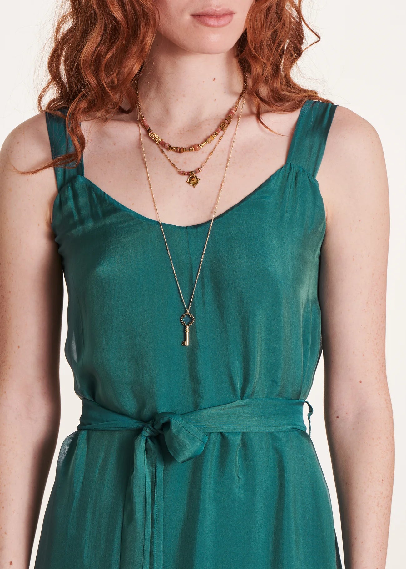 VESTIDO LARGO CON TIRANTES AZUL PATO