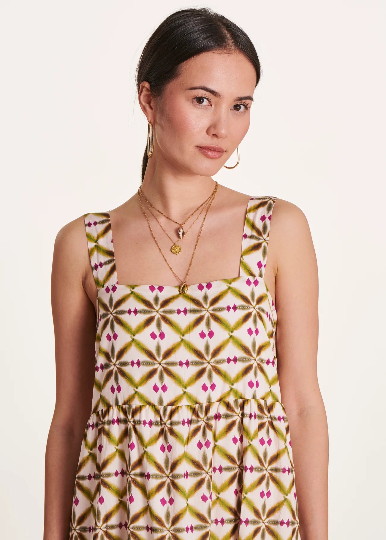 VESTIDO LARGO EN VOILE DE ALGODÓN ESTAMPADO
