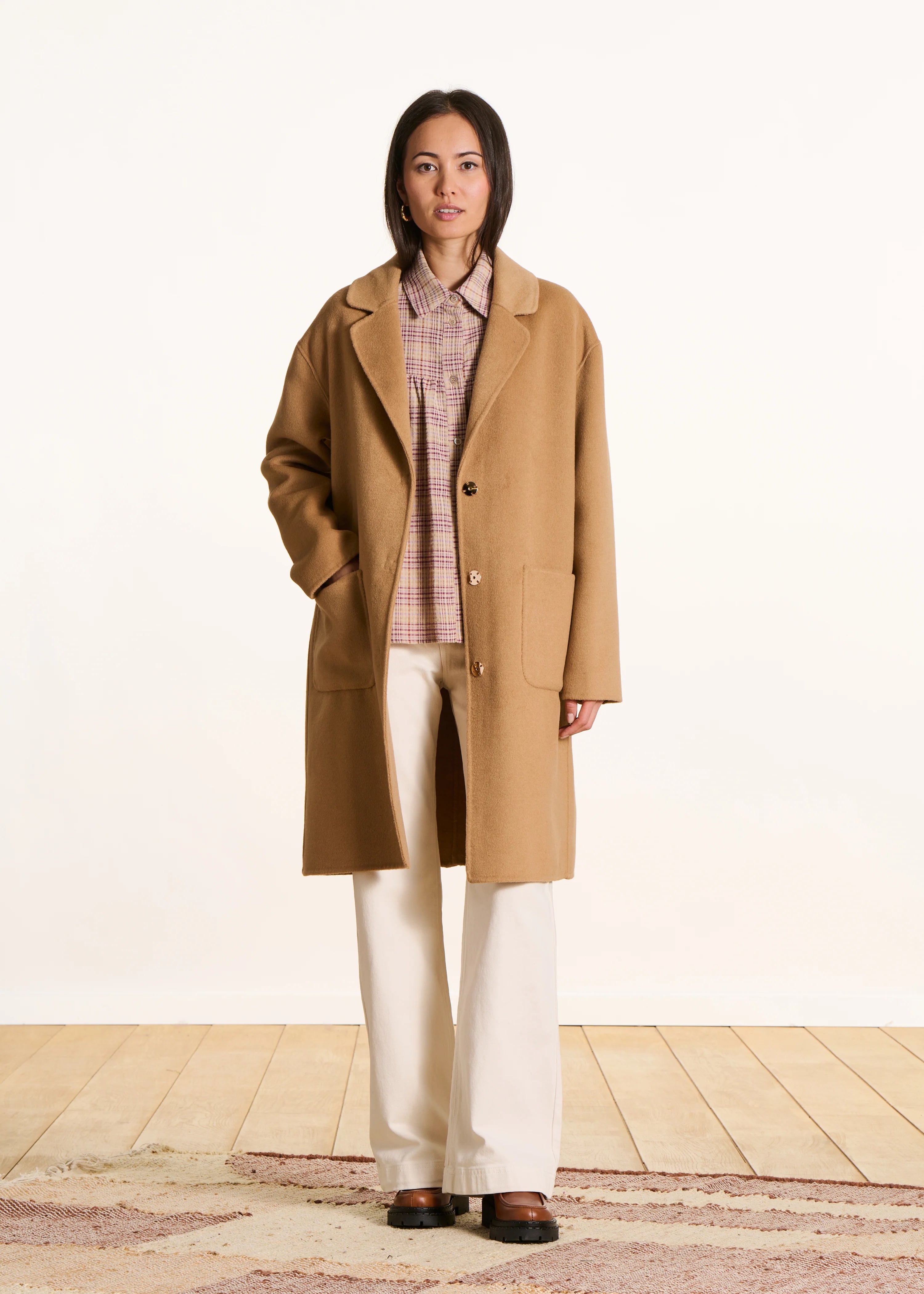 ABRIGO MIDI CAMEL DE LANA