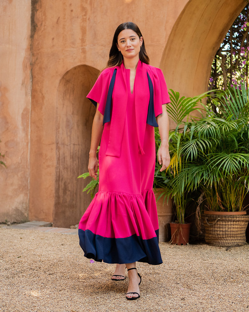 VESTIDO SALINA FUCSIA Y NOCHE