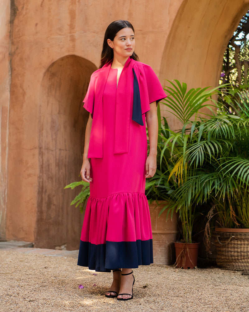 VESTIDO SALINA FUCSIA Y NOCHE