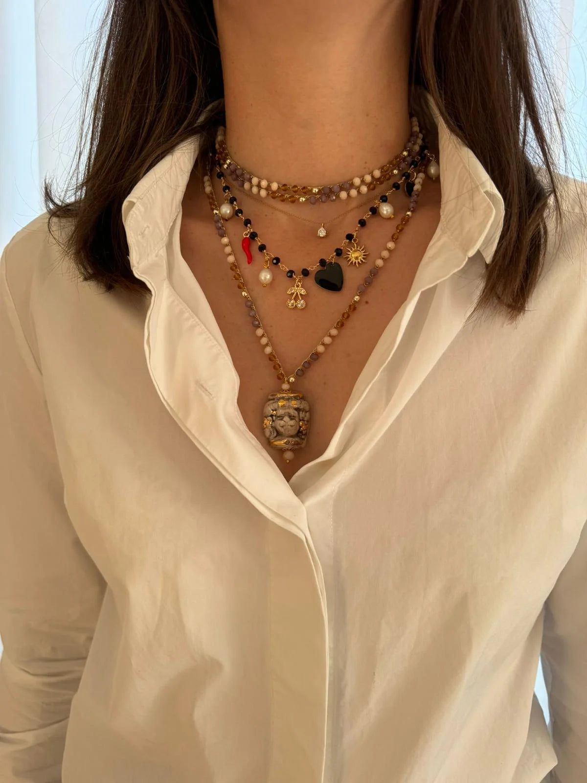 COLLAR CORTO CUORE NEGRO