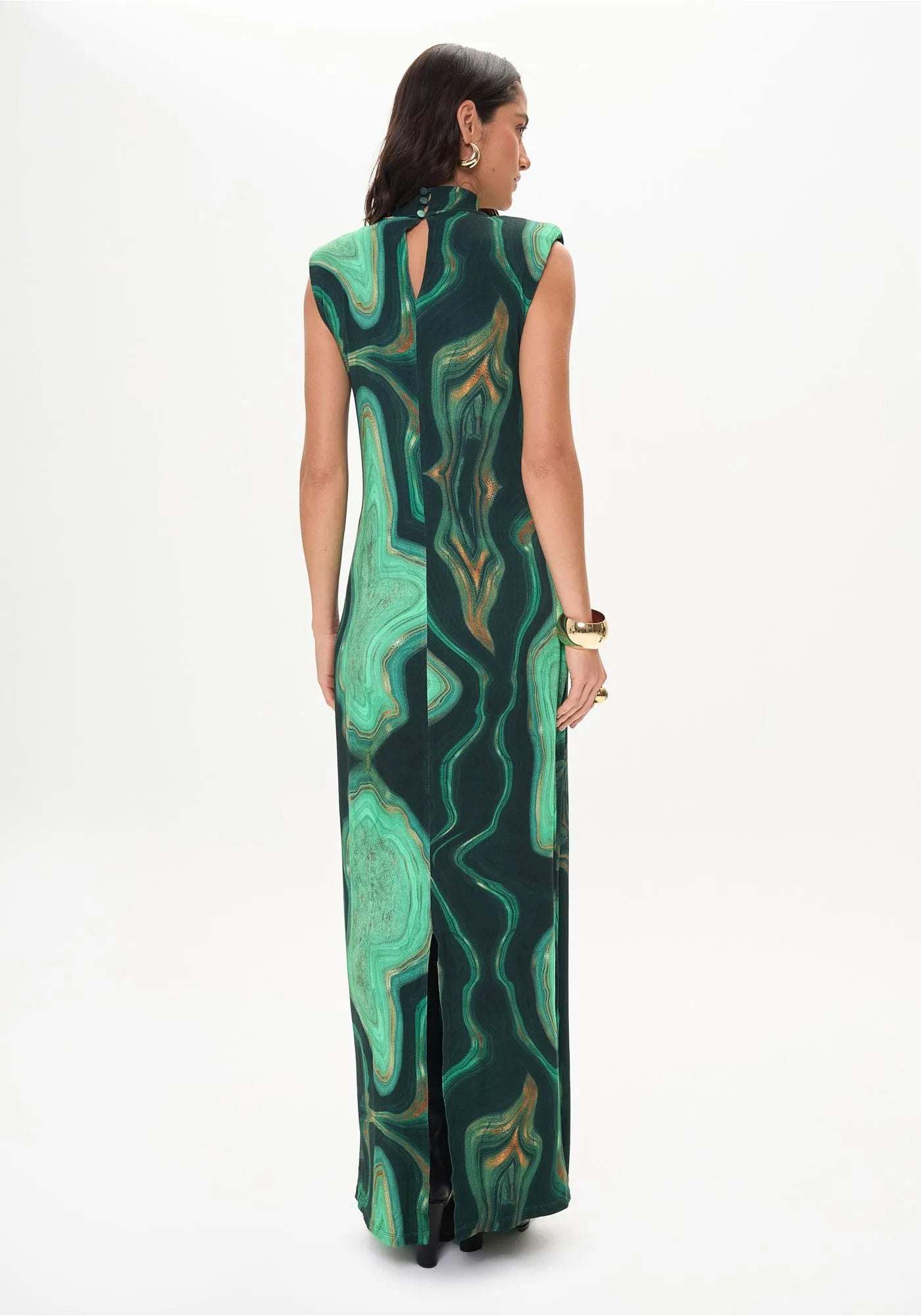 VESTIDO ESTAMPADO VERDE SIN MANGAS