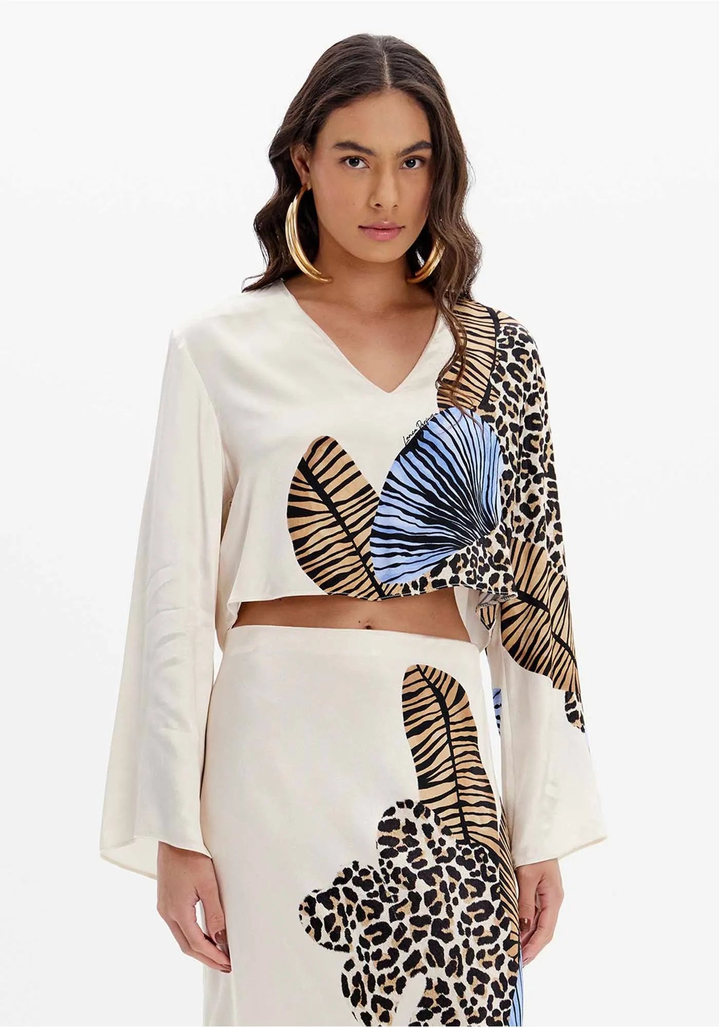 BLUSA MANGA LARGA ESTAMPADA