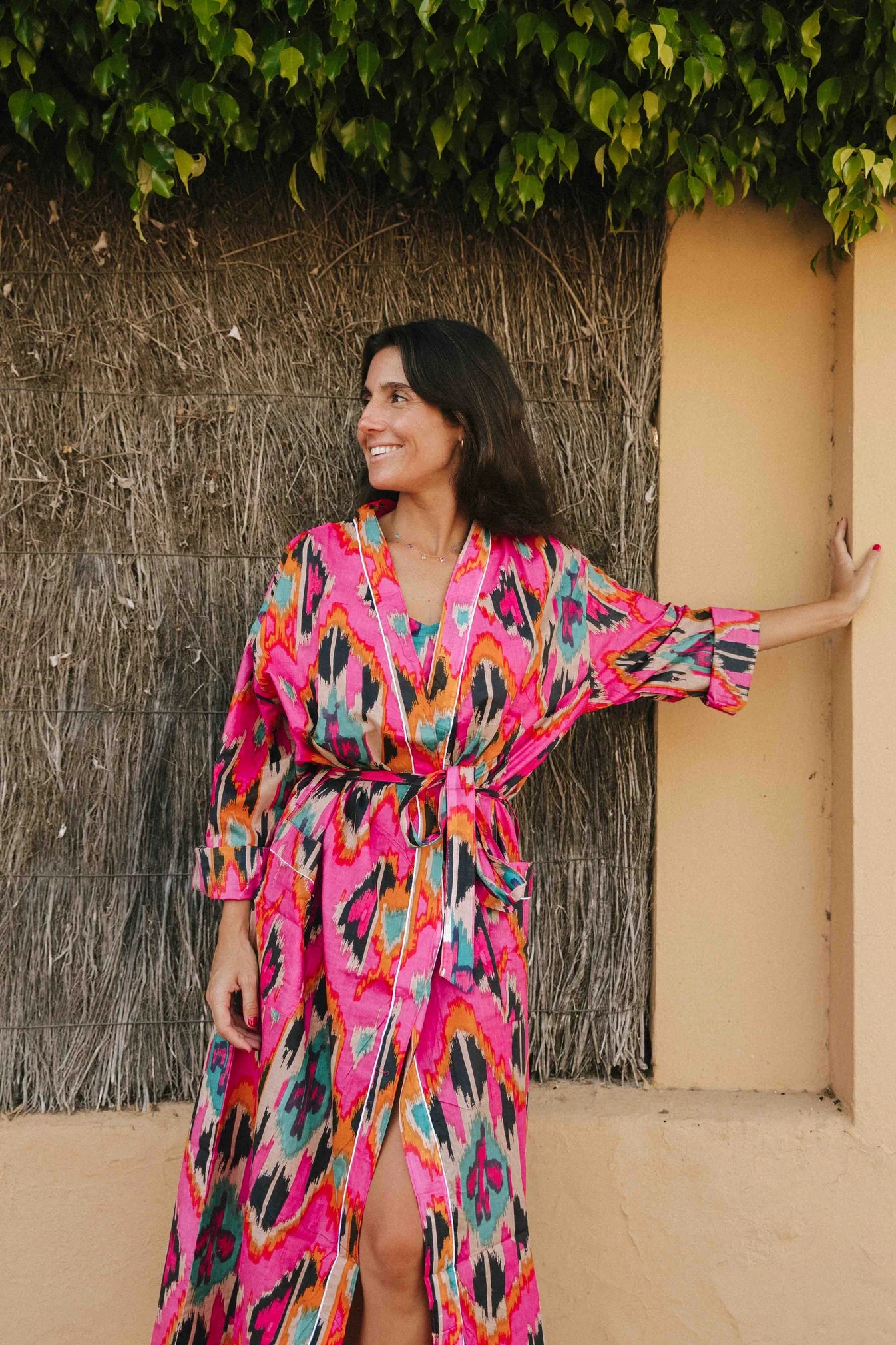 KIMONO ALGODÓN ROSA IKAT