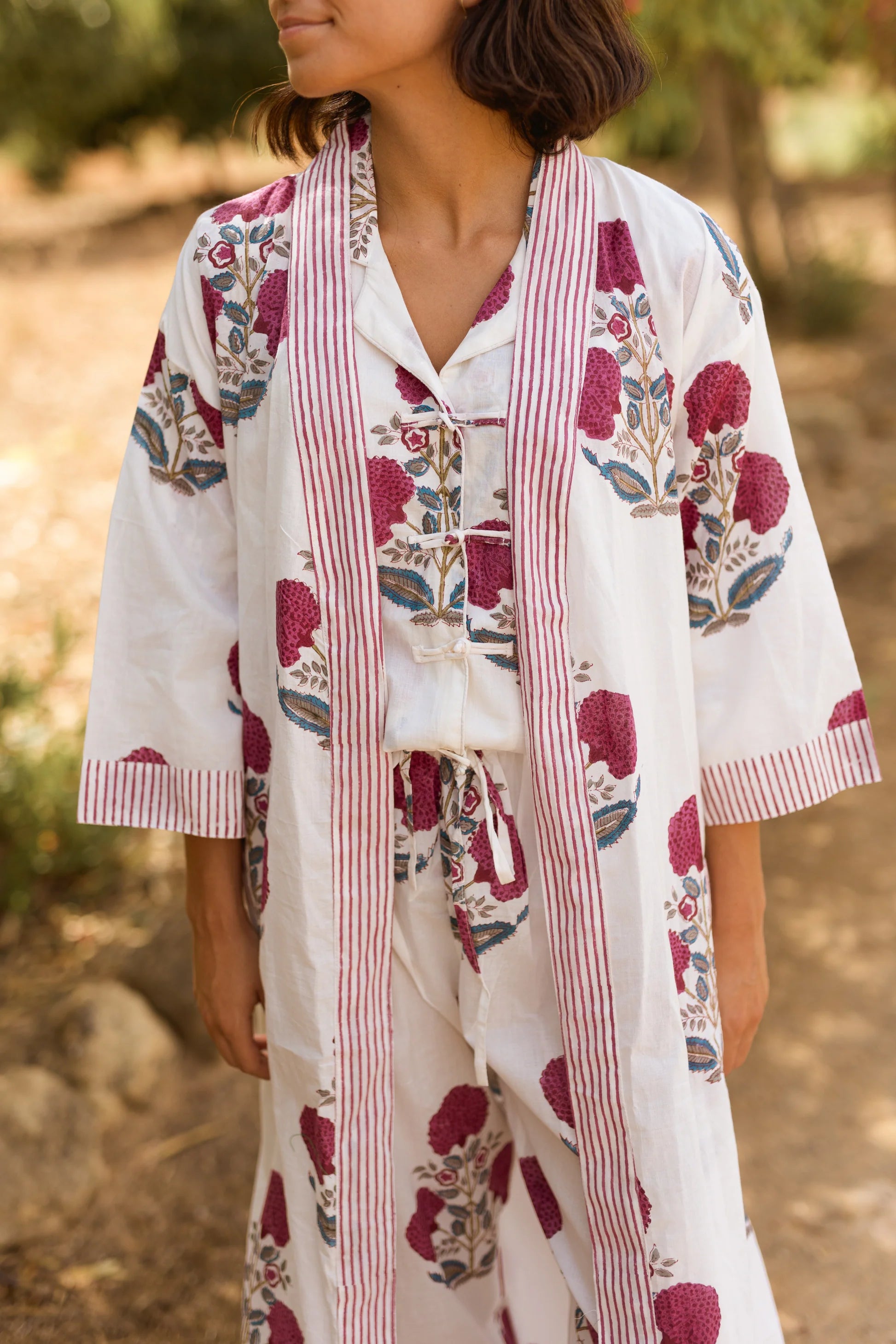 KIMONO ALGODÓN FLORES BUGANVILLA