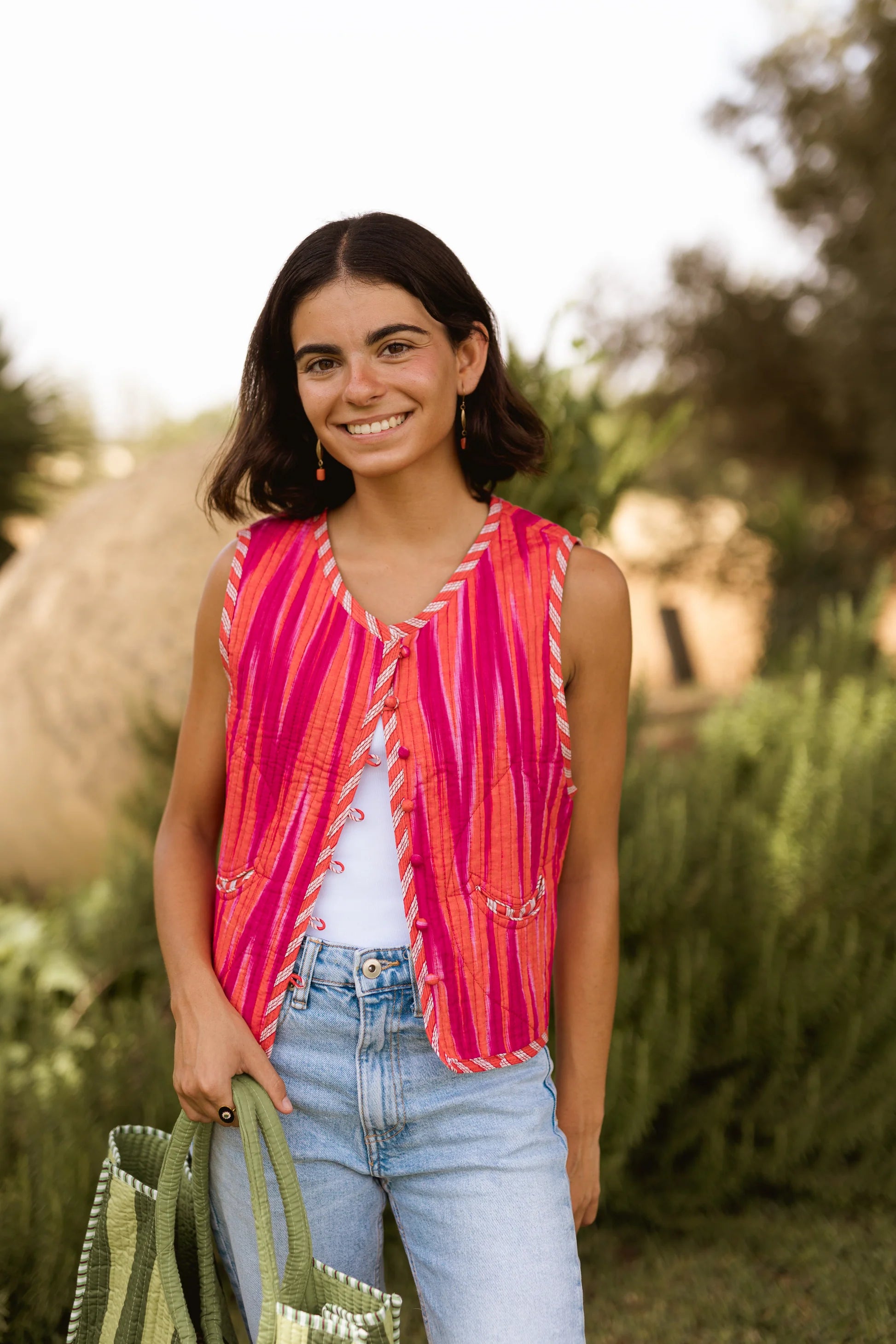 CHALECO IKAT ROSA