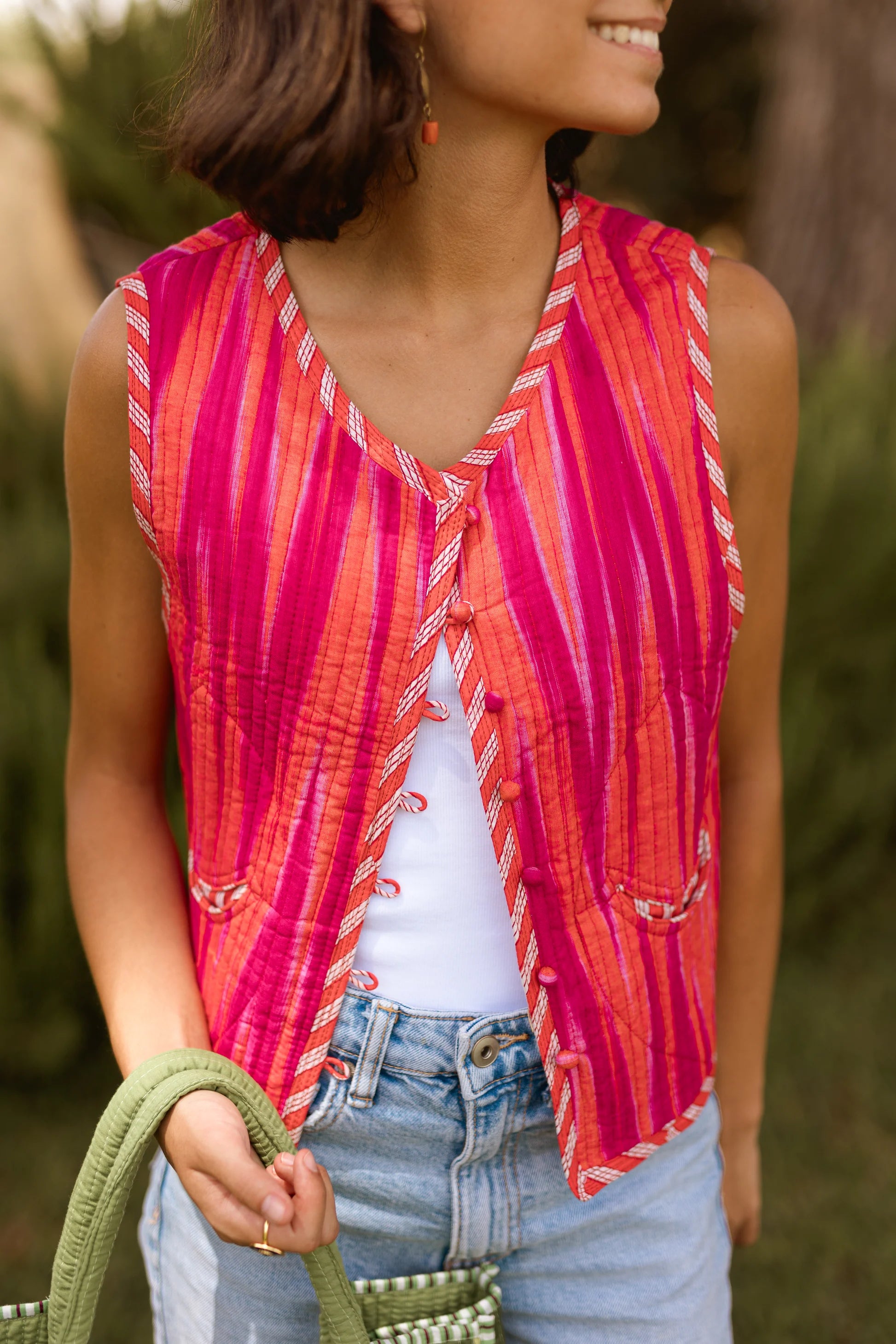 CHALECO IKAT ROSA