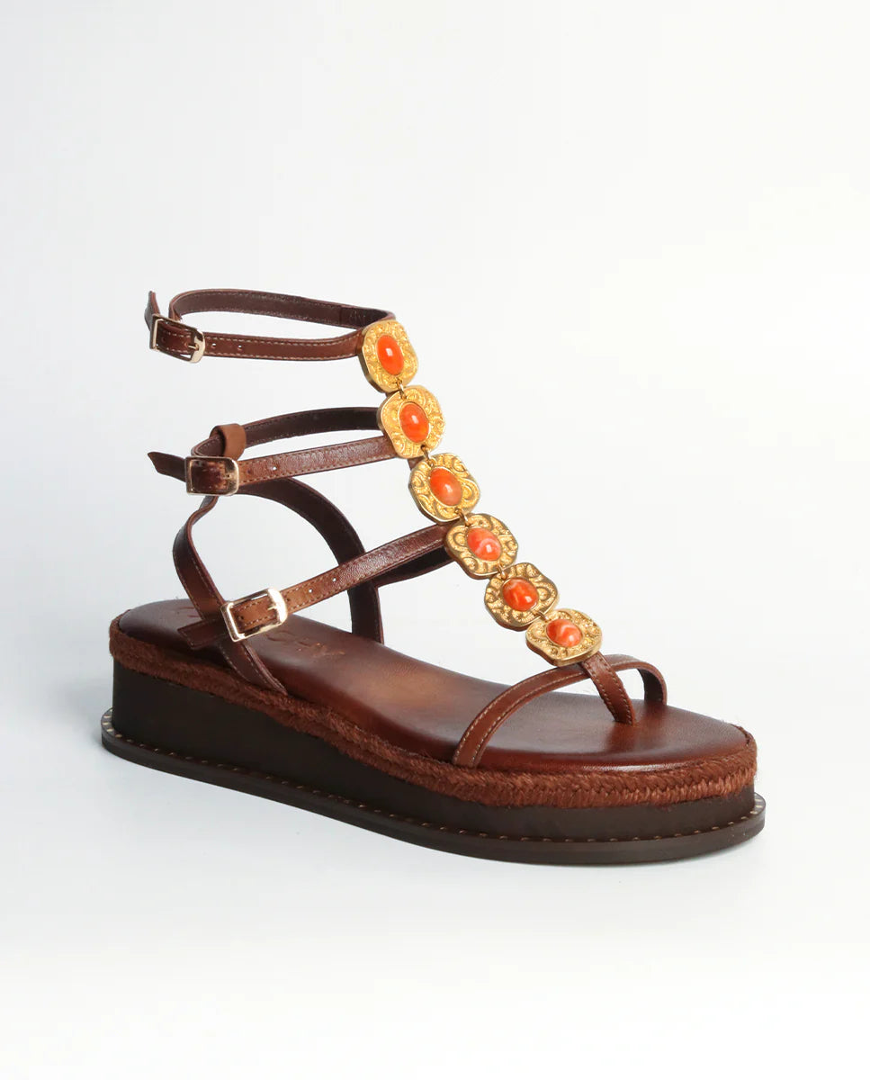 SANDALIAS TESSA CUÑA CHOCO
