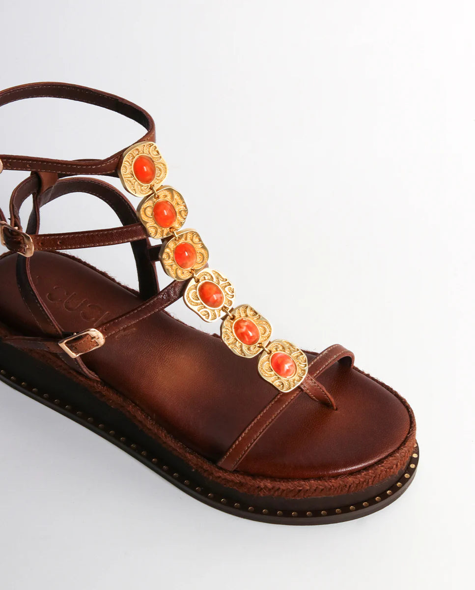 SANDALIAS TESSA CUÑA CHOCO