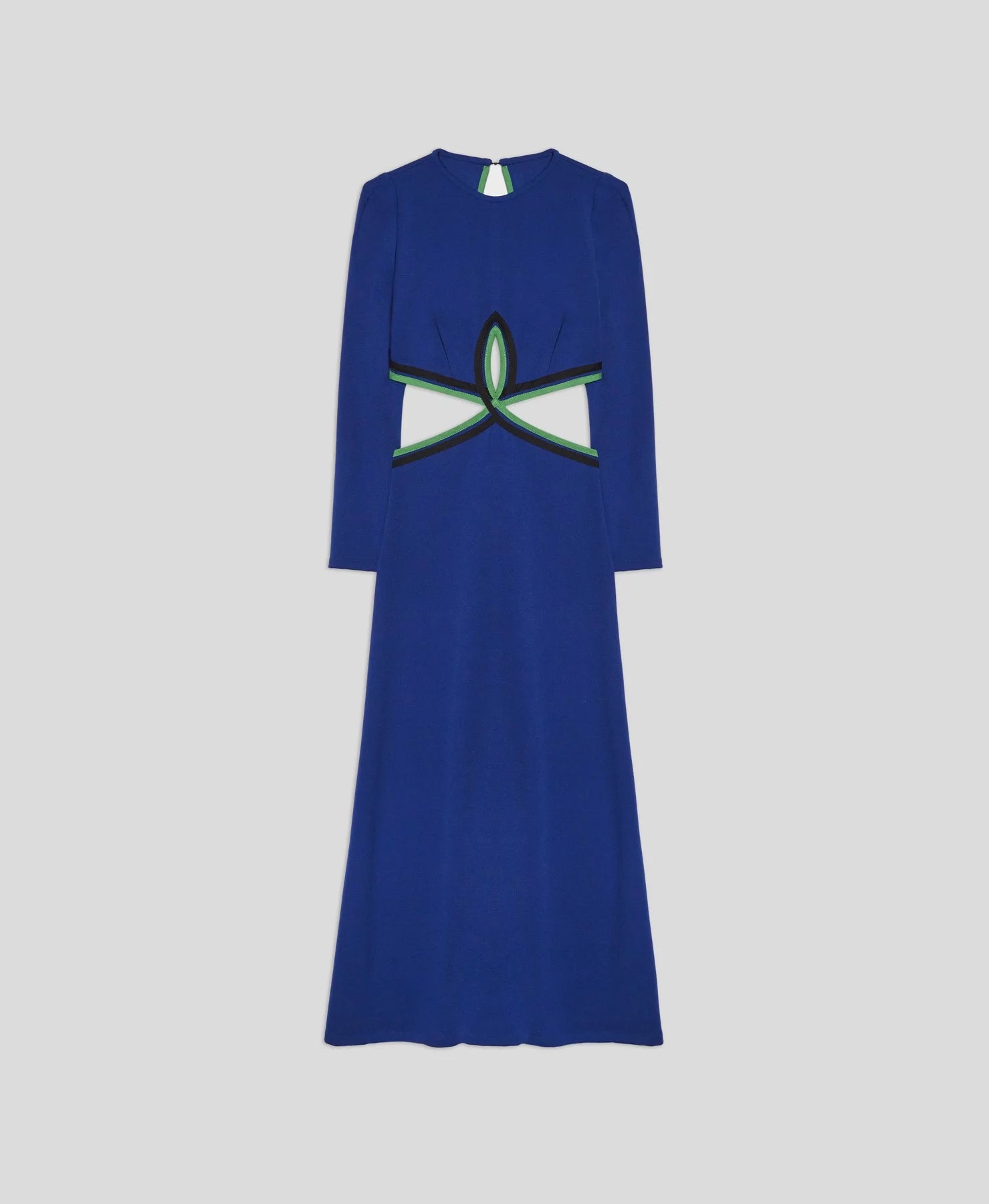 VESTIDO MIDI AZUL CON VUELO