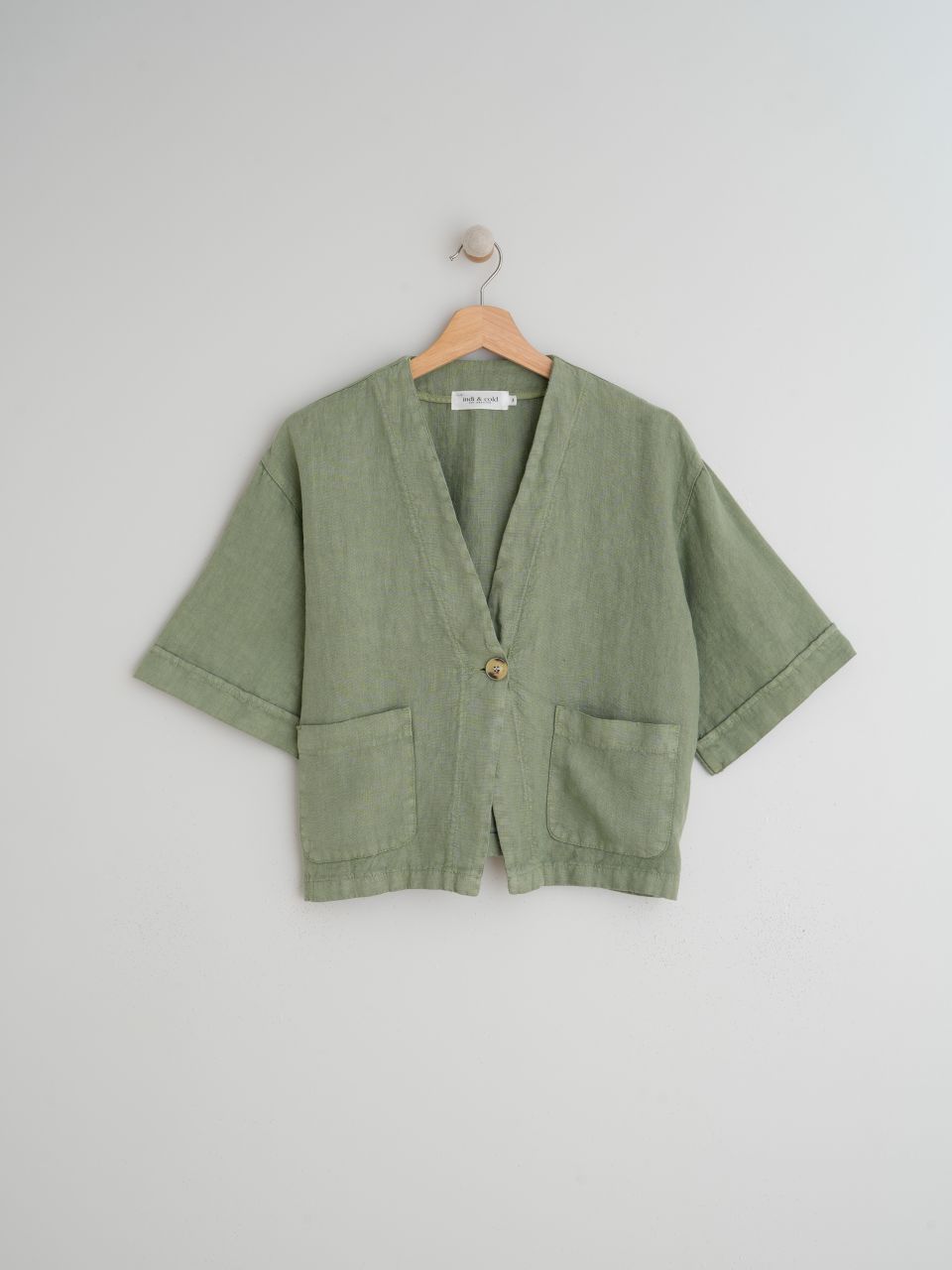SOBRECAMISA CROP LINO VERDE