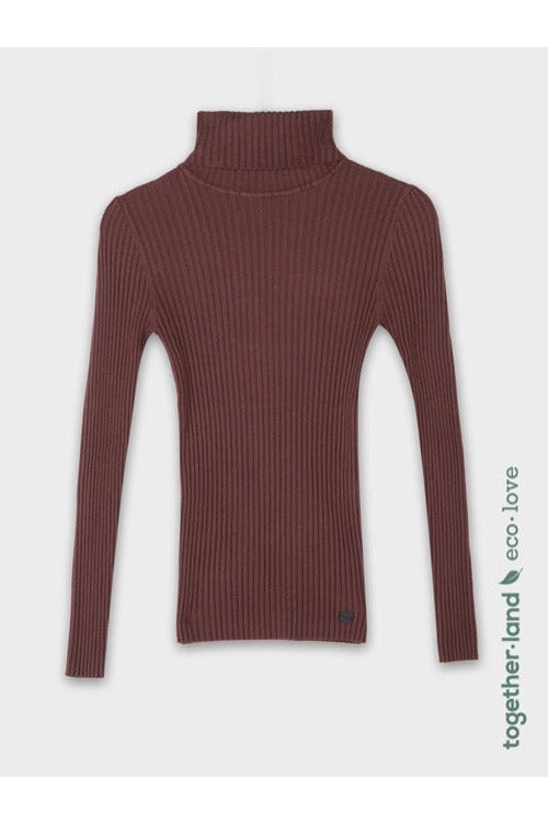 Jersey canalé de cuello alto - togetherland