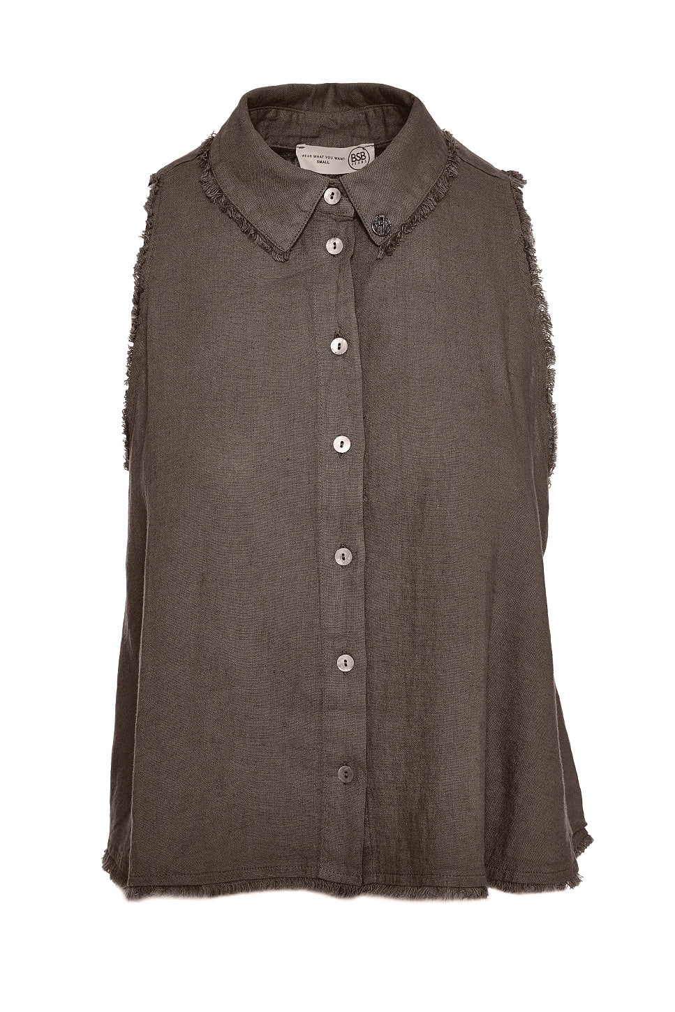 CAMISA DE LINO SIN MANGAS CHOCOLATE