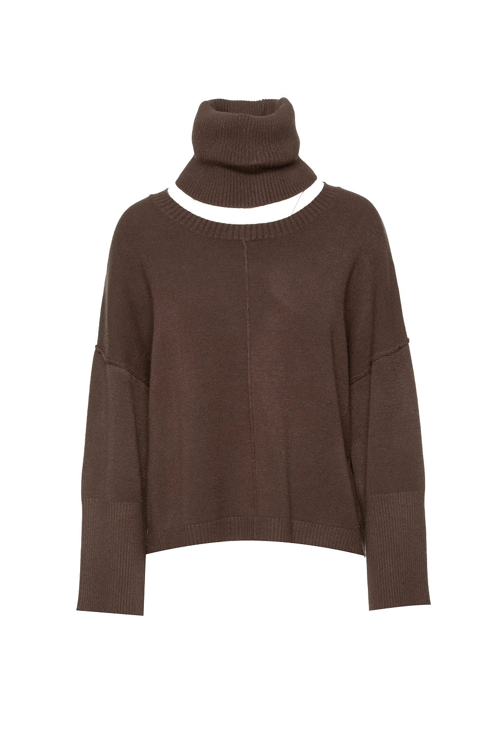 JERSEY CON CUELLO ALTO DESMONTABLE MARRÓN CHOCOLATE