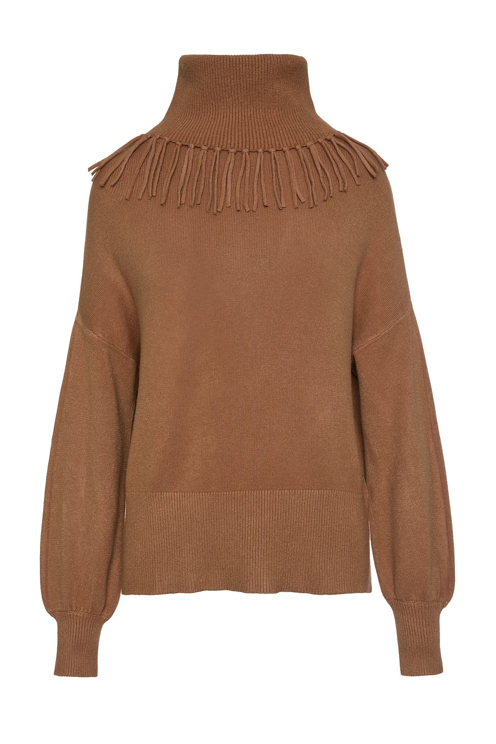 JERSEY CUELLO ALTO CON FLECOS CARAMEL