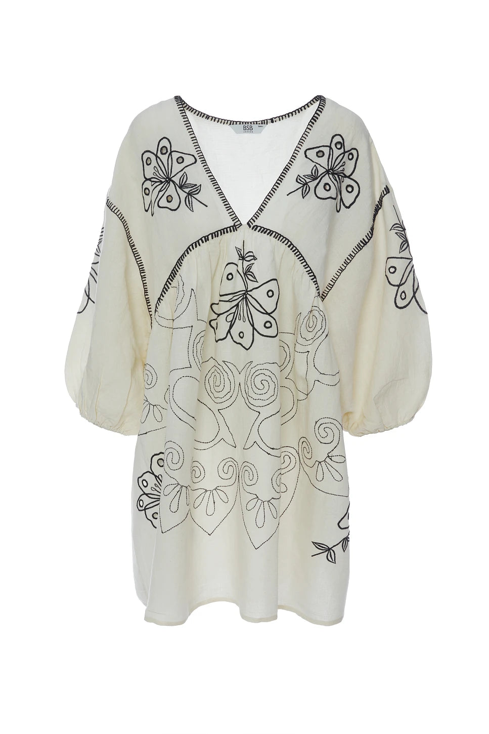 MINIVESTIDO CON MANGAS ABULLONADAS