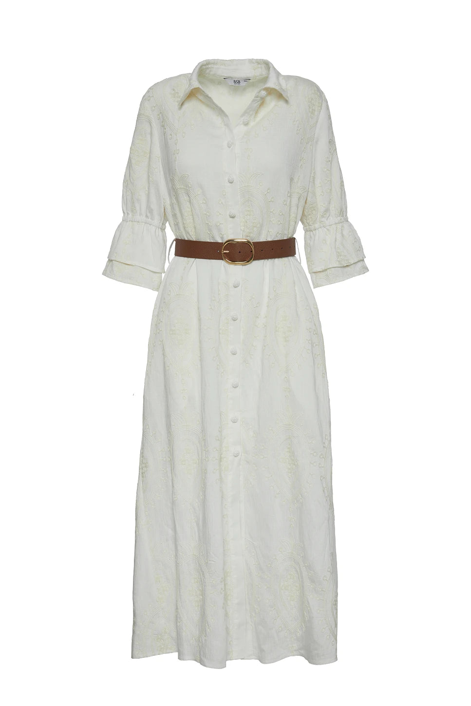 VESTIDO MIDI CON DETALLES BORDADOS