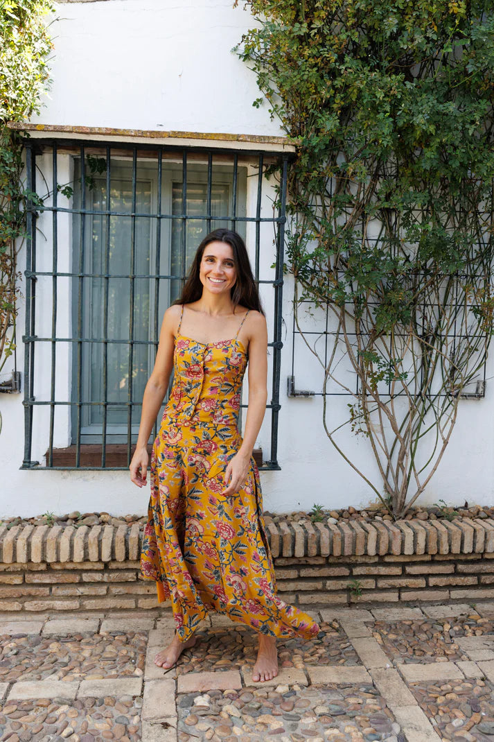 TOP SEDA ESTAMPADO MOSTAZA