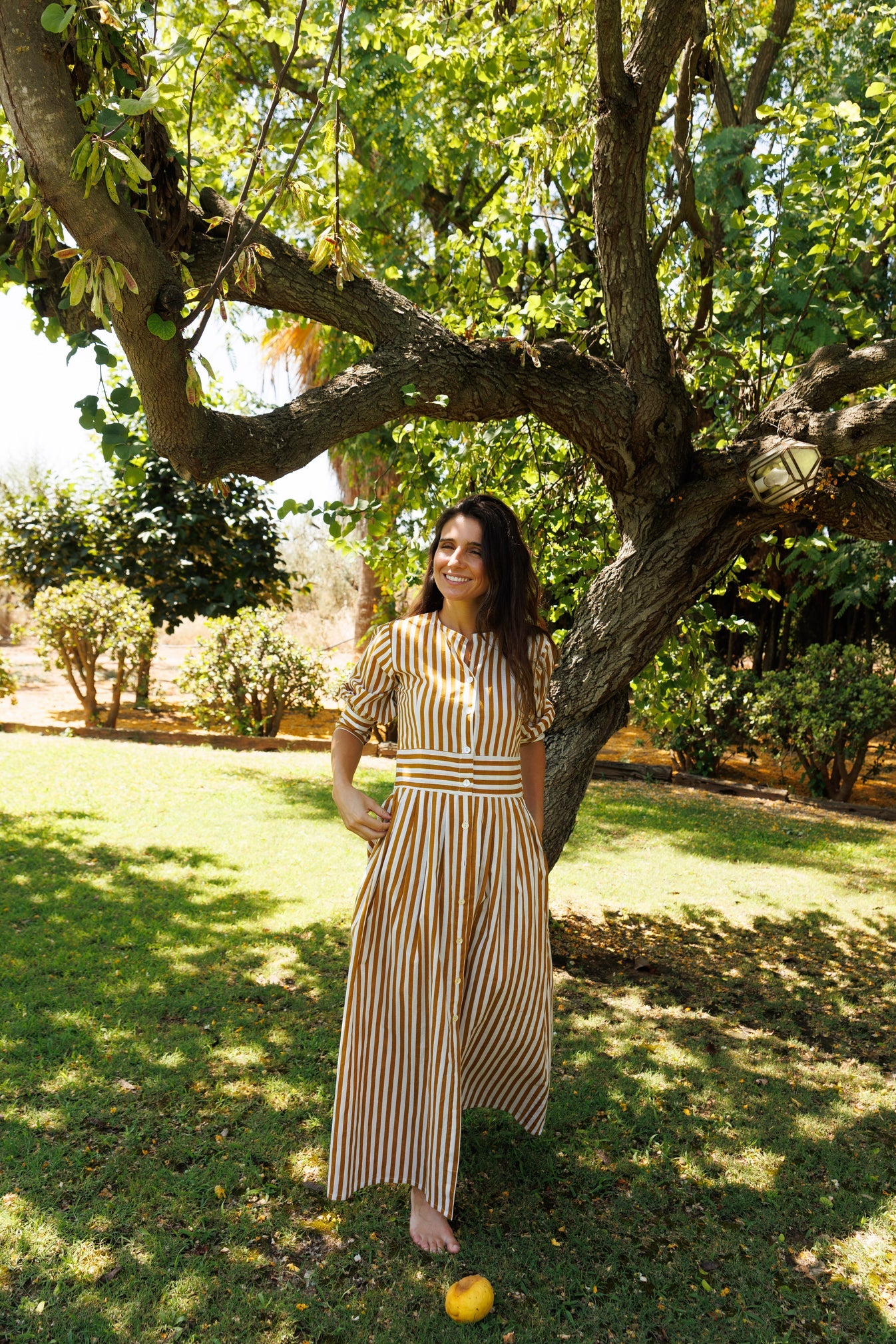 VESTIDO RAYAS OCRE